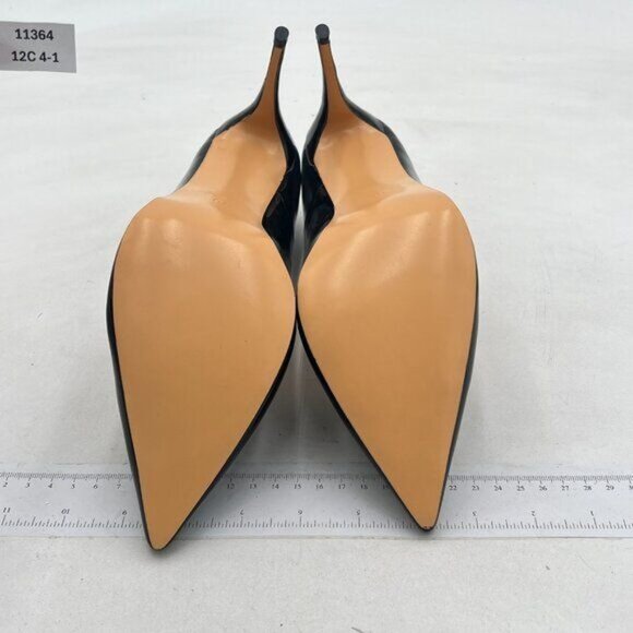 FSJ Women's Chic Pointed Closed Toe Mid Heel Pumps Slip on Stilettos Slide Dress - Picture 6 of 7